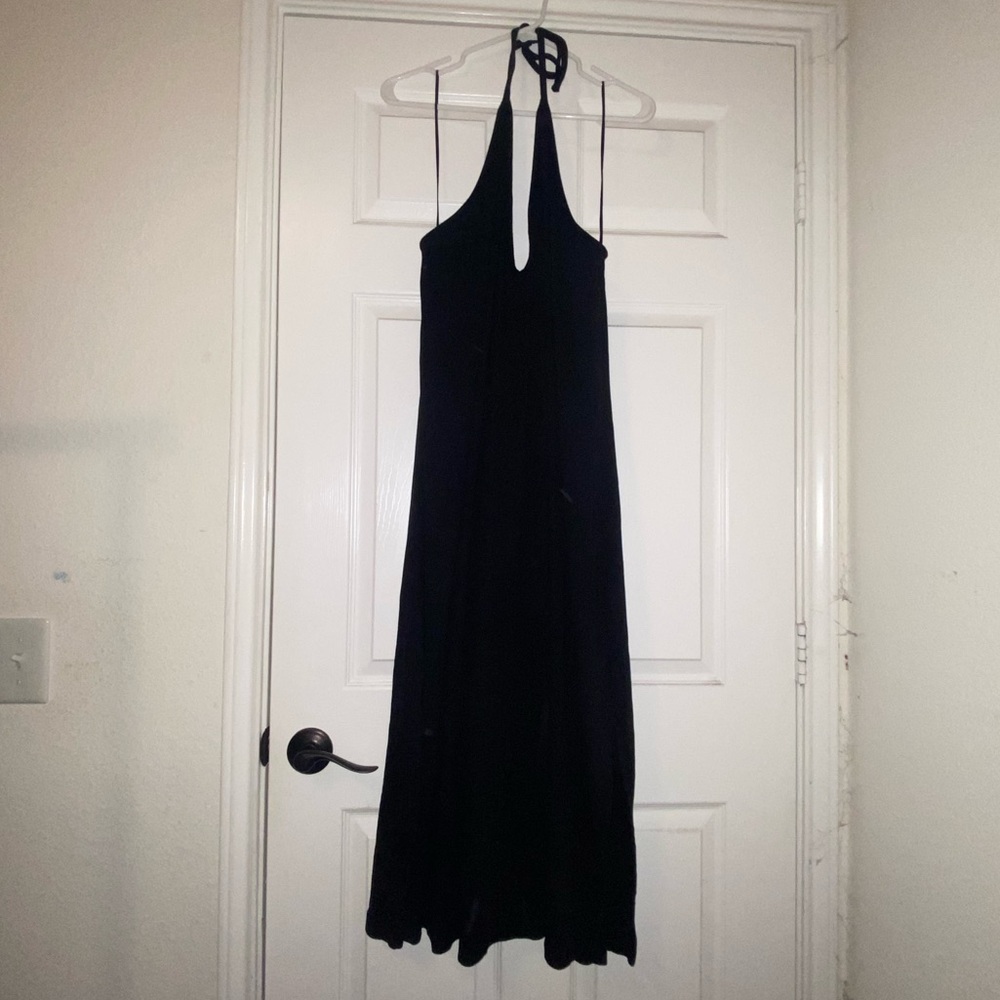 Rib-Knit Midi-Length Halter Top Casual Dress